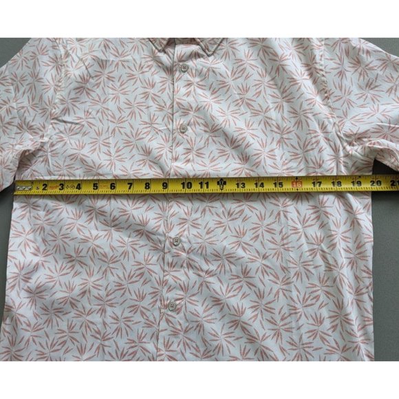 Magaschoni Man Size SMALL Button Shirt White Salmon Short Sleeve Tropical NEW Co - Picture 5 of 8